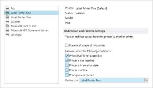 BarTender Enterprise Label Design Software - Printer Failover