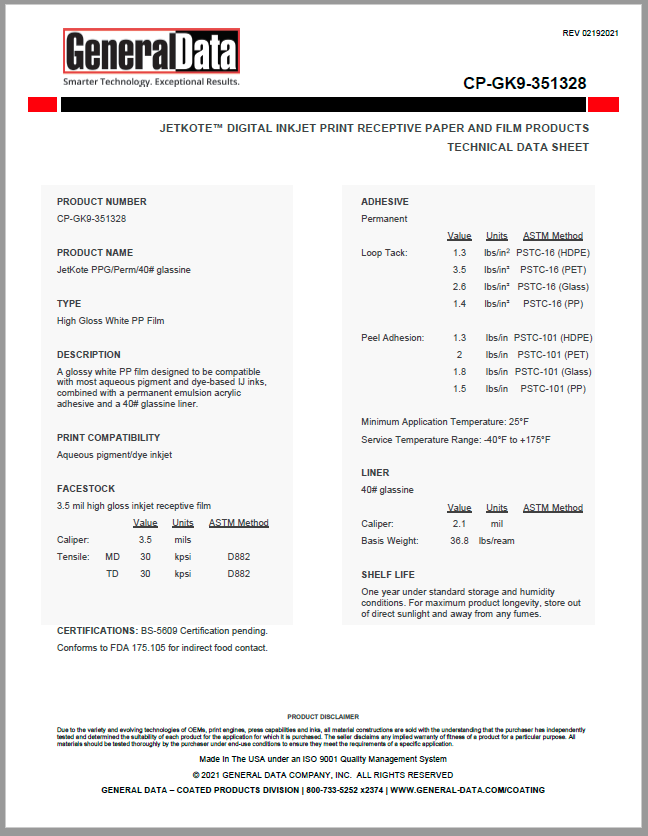 Jet-Kote CP-GK9-351328 Technical Data Sheet