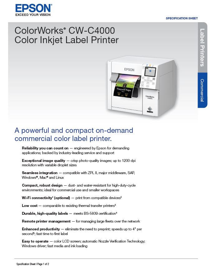 Epson ColorWorks C4000 Product Brochure