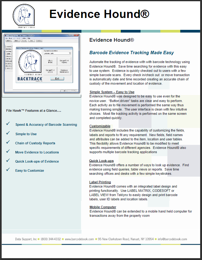 Evidence Hound® Barcode Evidence Tracking System Brochure