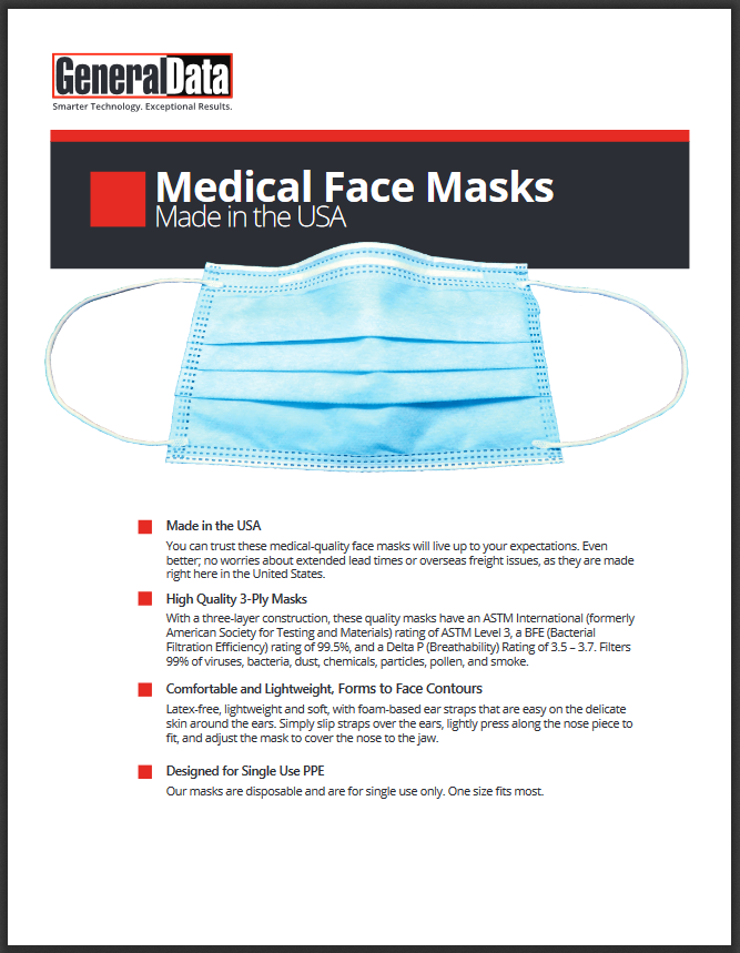 Made In The USA Face Masks Product Brochure General Data Company, Inc.