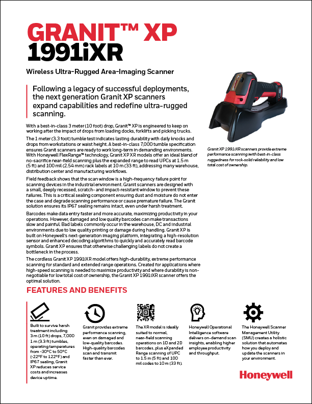 Honeywell Granit 1991i Wireless Ultra-Rugged Area-Imaging Scanner Product Brochure