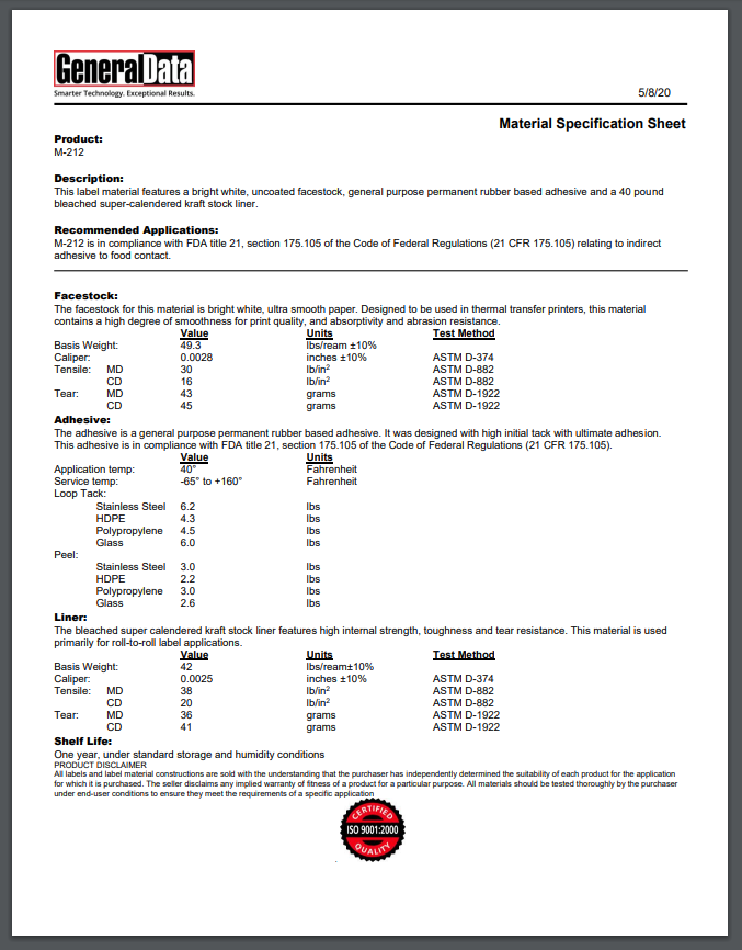m-212-material-spec-sheet-general-data