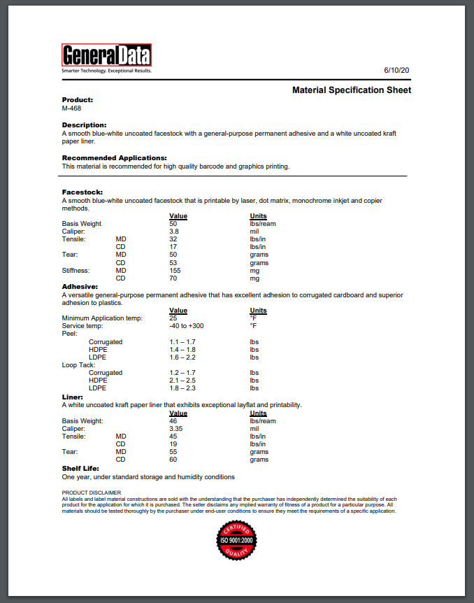m 01 specification