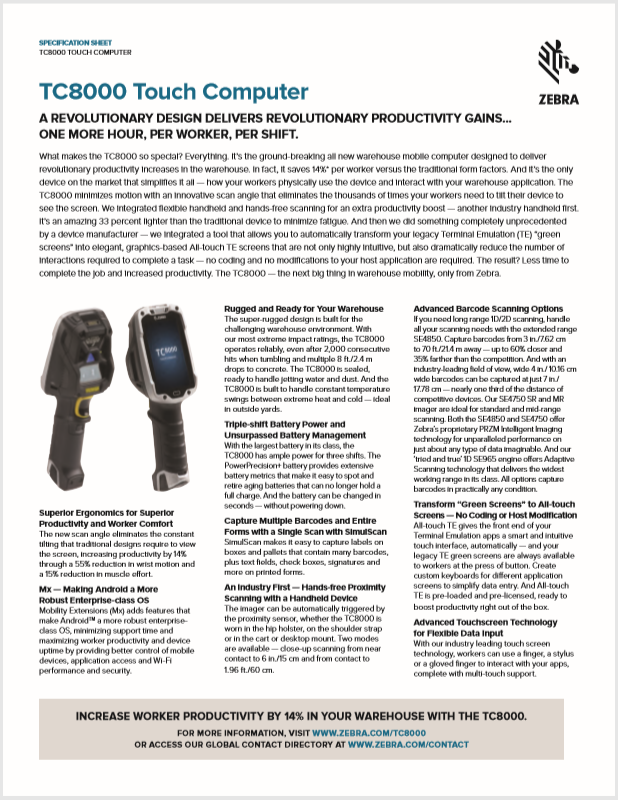 Zebra TC8000 Product Brochure