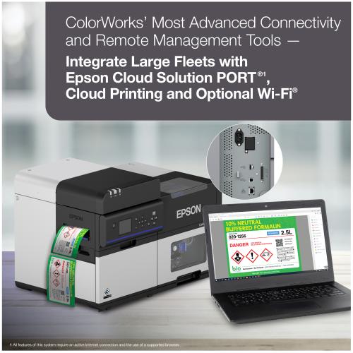 Epson ColorWorks CW-C8000 Color Label Printer Advanced Connectivity & Remote Management Tools