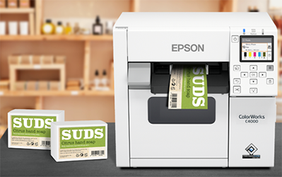 Epson C4000 Color Inkjet Printer With Product Labels