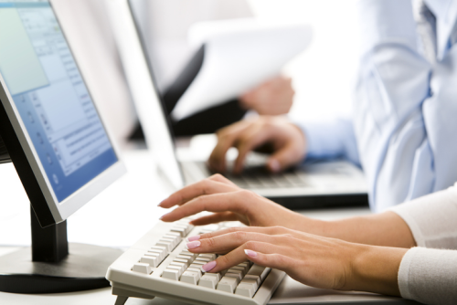 typing on a computer keyboard