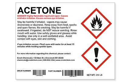 GHS chemical drum label