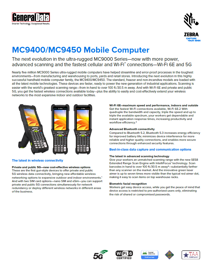 Zebra MC9400 Mobile Computer Brochure