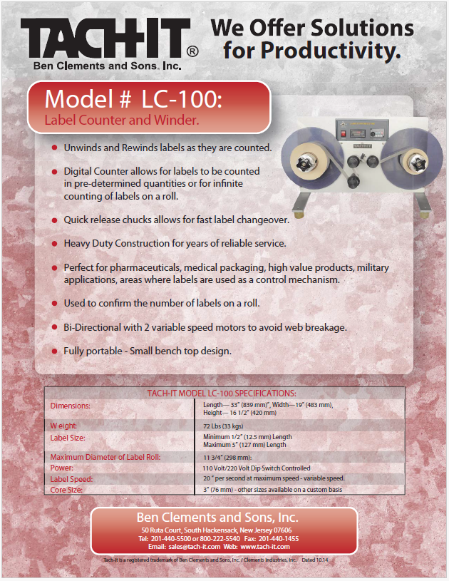 Tach-It LC100 Product Brochure