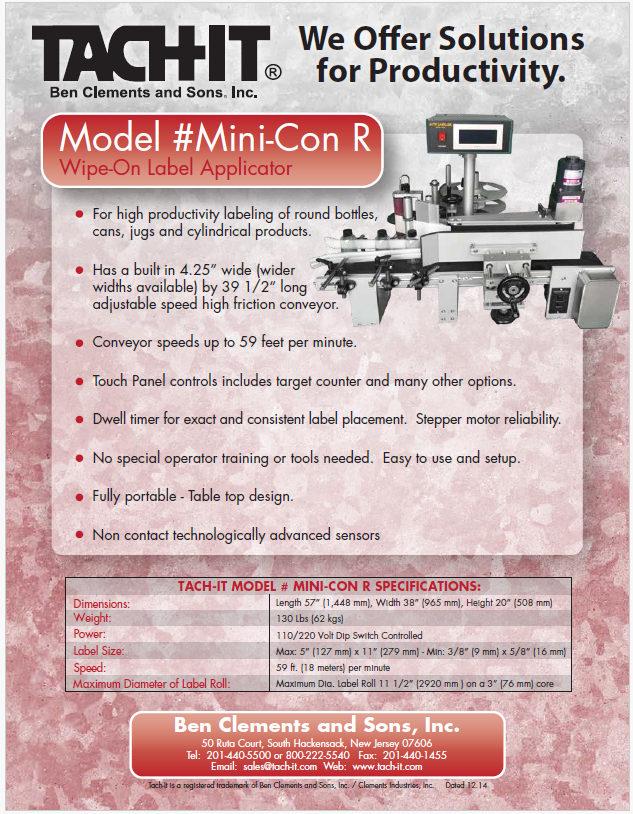 Tach-It Mini-Con R Automated Round Product Label Applicator