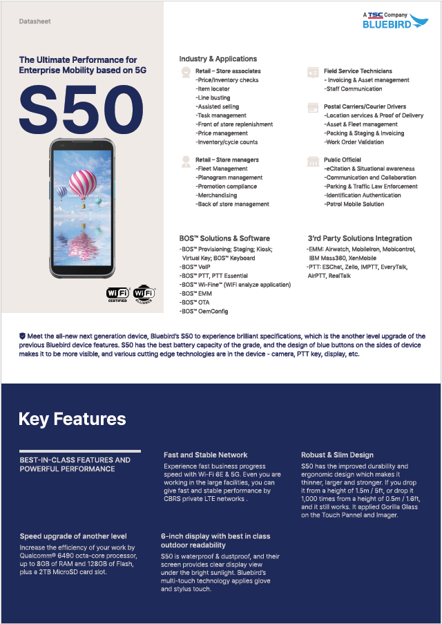 Bluebird S50 Mobile Computer