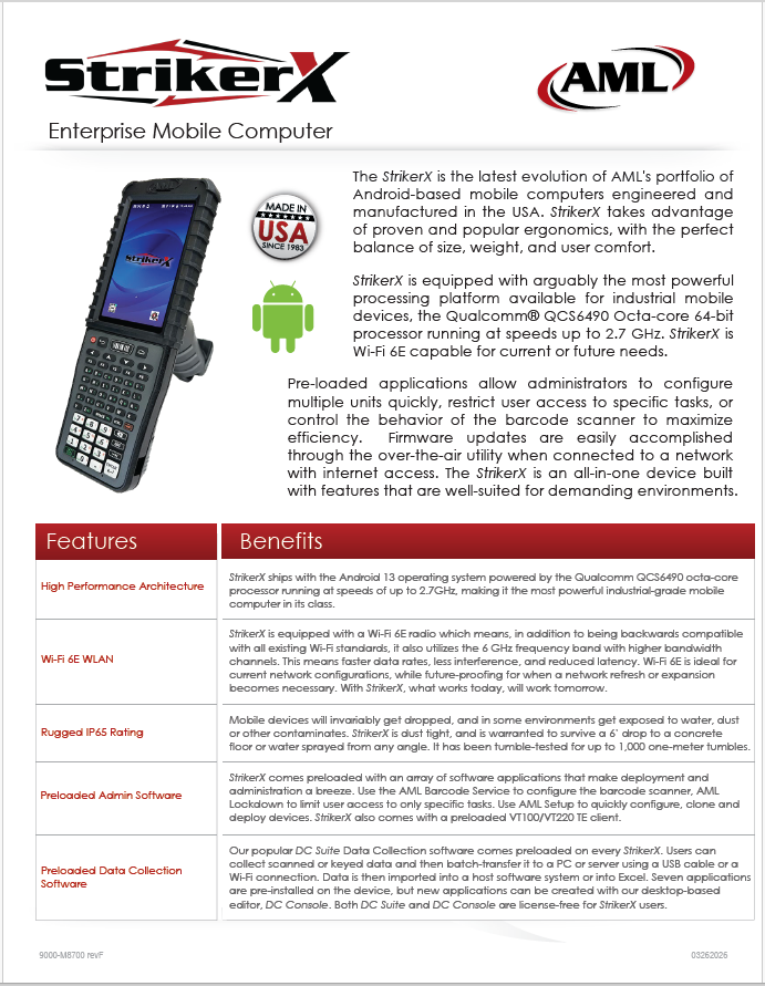 AML StrikerX Mobile Computer Product Brochure