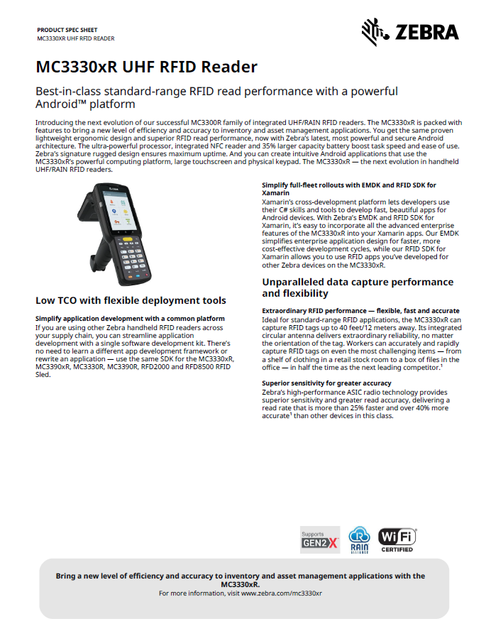 Zebra MC3330xR RFID Reader Brochure