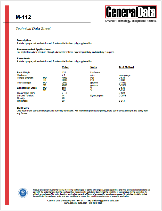 M-112 Technical Data Sheet
