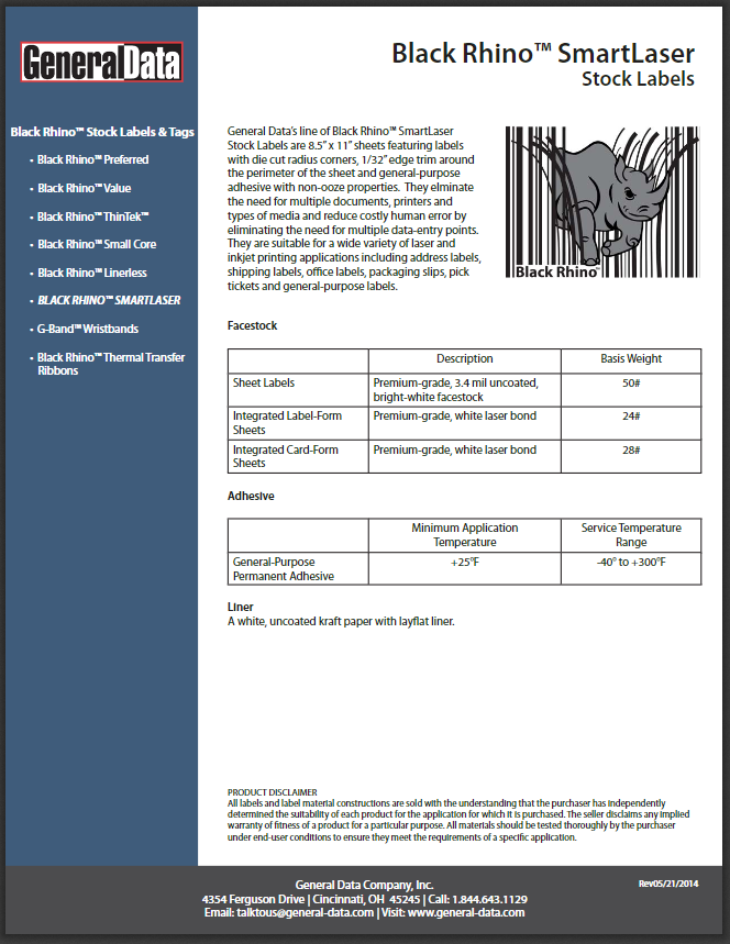 Black Rhino SmartLaser Labels Product Brochure