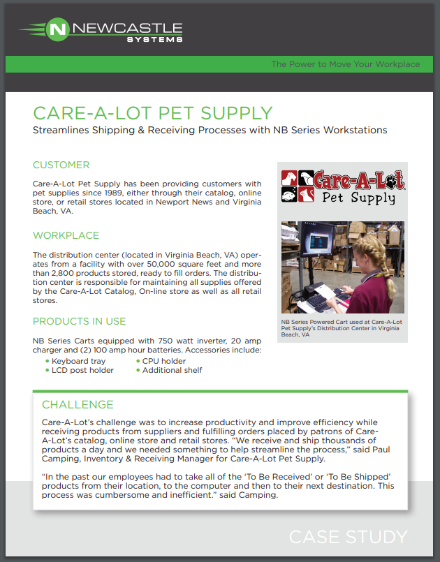 Care-A-Lot Pet Supply Streamlines Shipping & Receiving Processes with NB Series Workstations