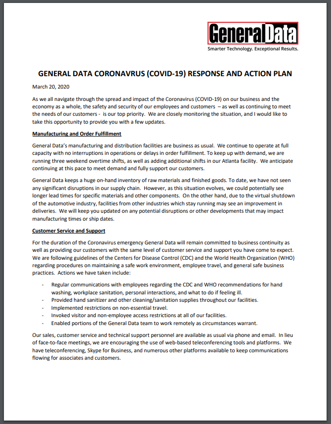 GDC Coronavirus (COVID-19) Response and Action Plan