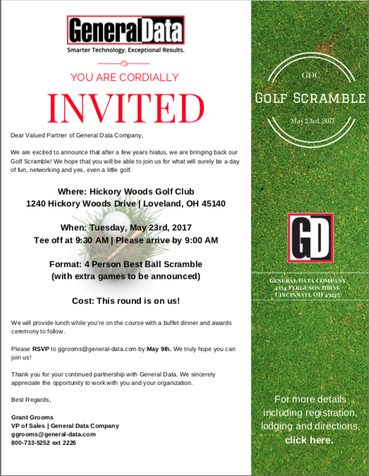GDC Golf Scramble 2017 Invitation