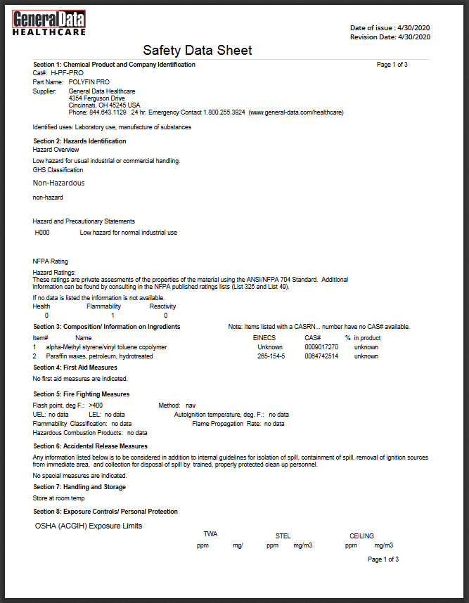 H-PF-PRO Polyfin Pro Safety Data Sheet