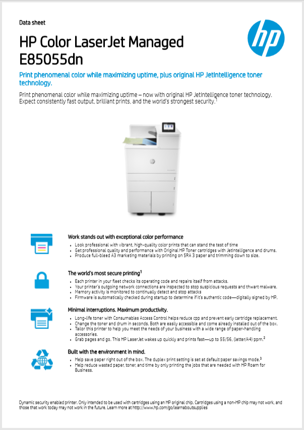 HP E85055dn Product Brochure