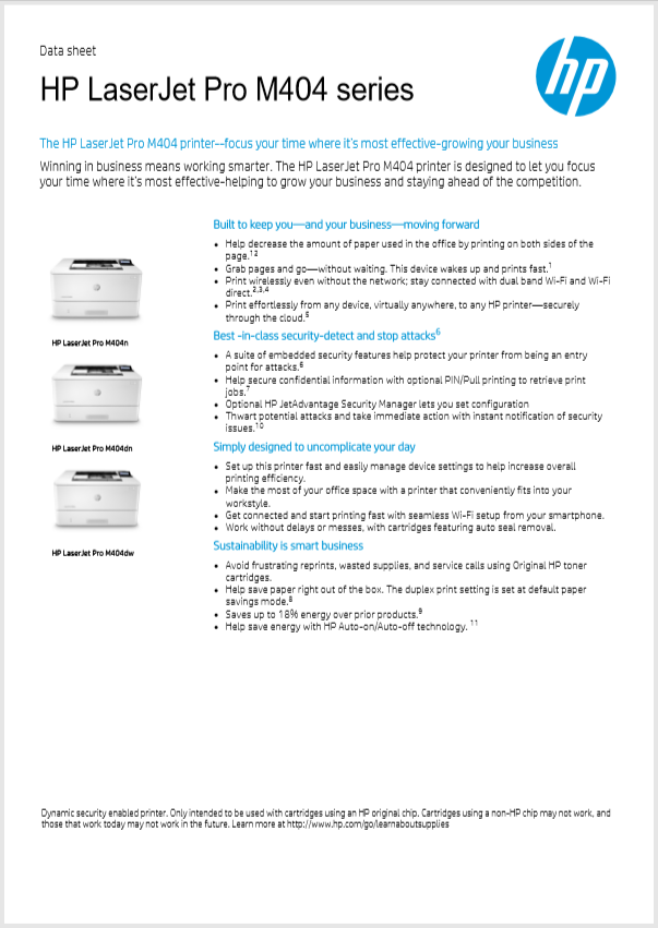 HP M404dn Monochrome Printer Product Brochure