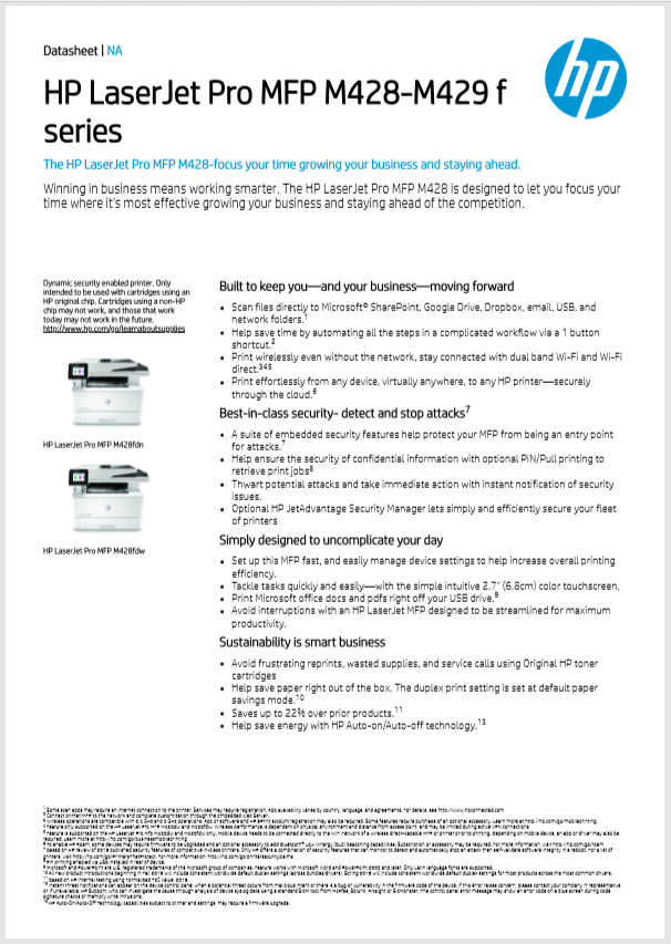 HP MFP M428fdn Monochrome Printer Product Brochure