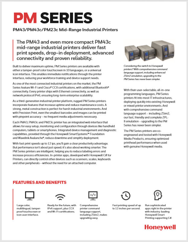 Honeywell PM43 Product Brochure