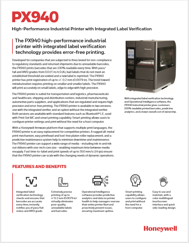 Honeywell PX940 Product Brochure