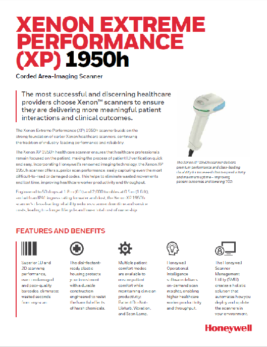 Honeywell Xenon XP1950H Healthcare Barcode Scanner Product Brochure
