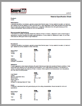 M-360 Material Specification Sheet