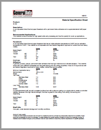 M-392 Material Specification Sheet