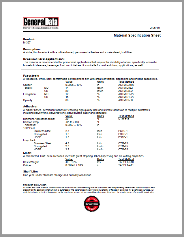  M-397 Material Specification Material