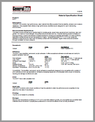 M-677 Material Specification Sheet