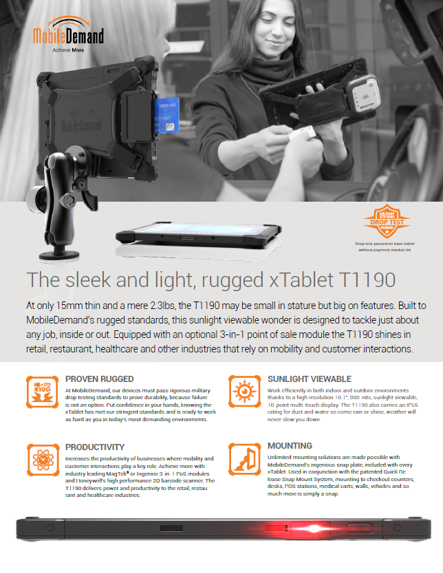MobileDemand T1190 Rugged Industrial Tablet Product Brochure