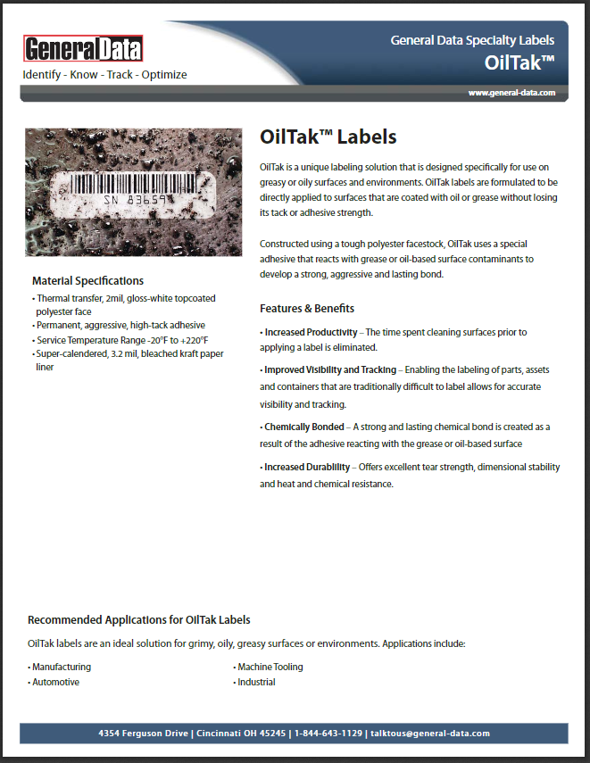 OilTak Labels Product Brochure