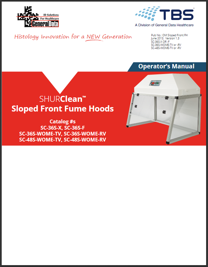 SHURClean Active Sloped-Front Fume Hood Operator Manual
