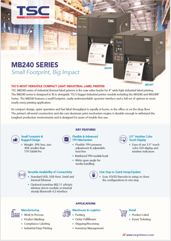 TSC MB240 Product Brochure