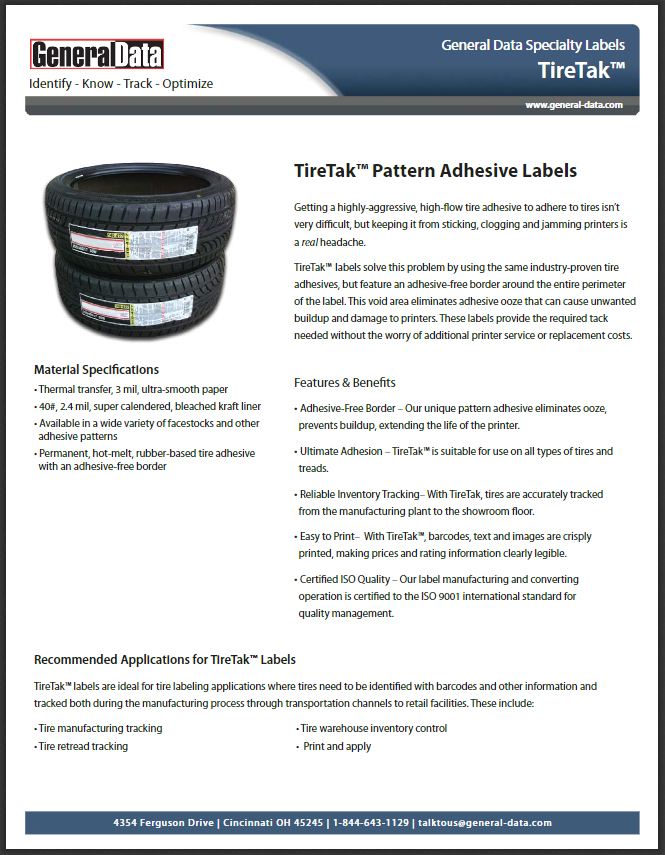 TireTak Labels Product Brochure