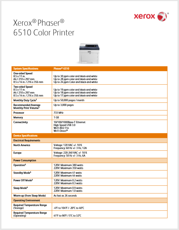 Xerox WorkCentre 6515 Color Multifunction Printer Product Brochure