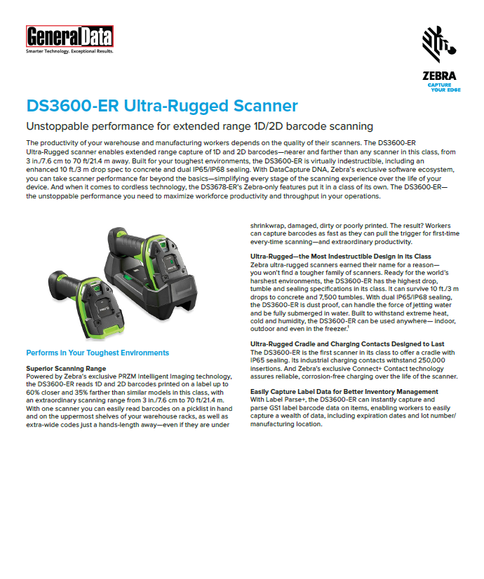 Zebra 3600-ER for Extended Range Product Brochure