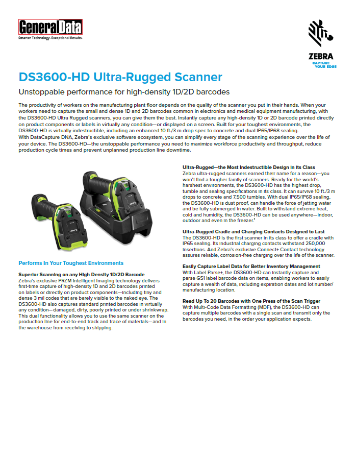 Zebra 3600-HD for High Density Product Brochure