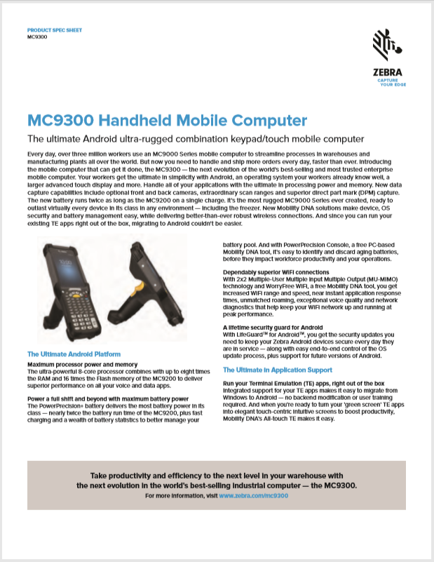 Zebra MC9300 Product Brochure