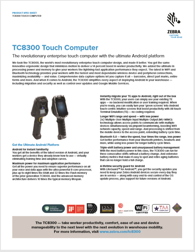 Zebra TC8300 Product Brochure