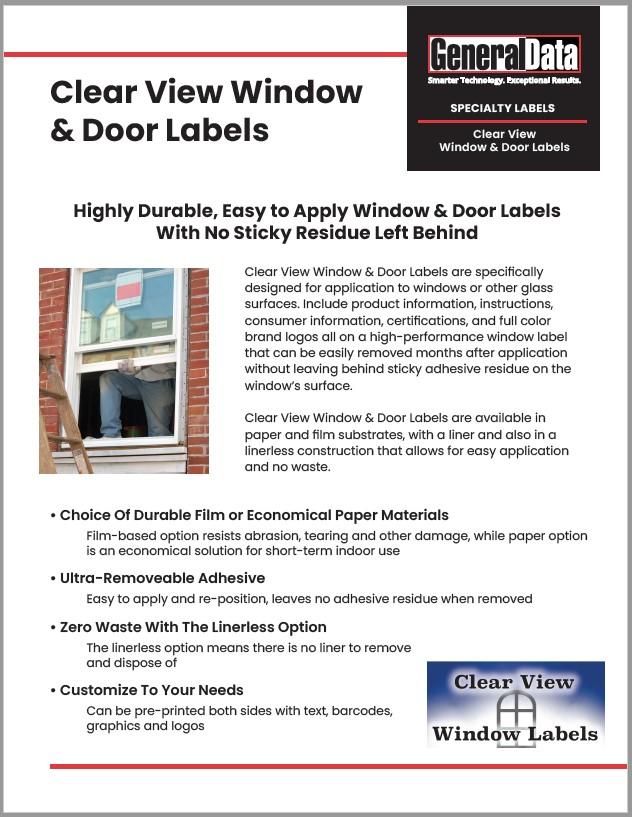 Clear View Window and Door Labels Product Brochure + Spec Sheet