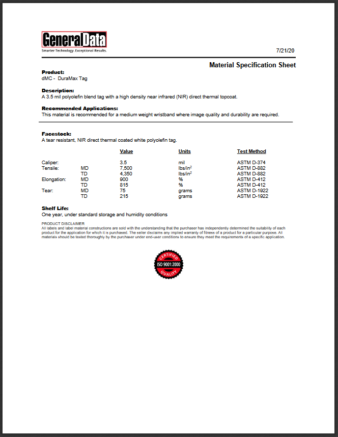 DMC Specification Sheet